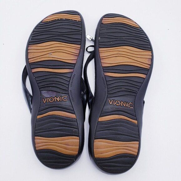 Vionic Womens Size 11 Cassie Flip Flop Sandal  Arch Comfort Bow Orthoheel Black - Picture 8 of 9